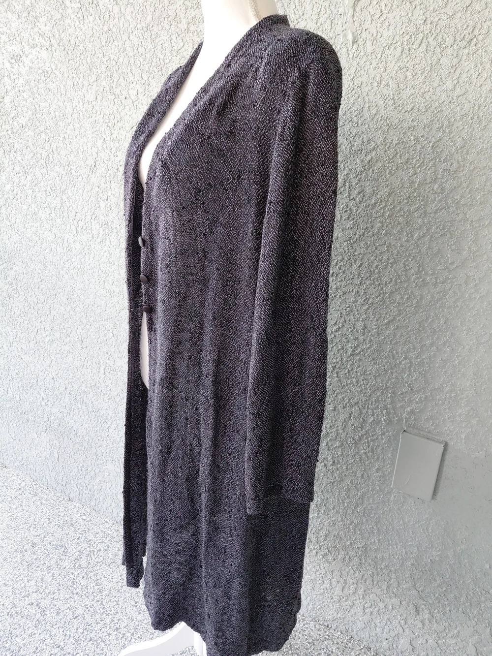 Long Open-Front Women's Sweater Cardigan - Charcoal